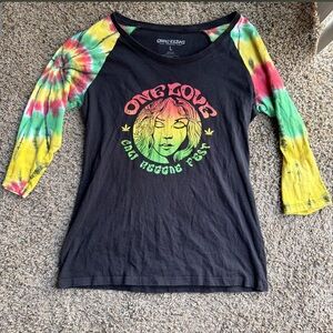 Tie-Dye Raglan Sleeve Graphic Tee